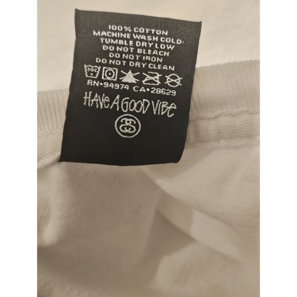 Vintage 00s Stussy AOP Big Logo Hype tee Skate OG rare Tokyo NYC Medium White - Picture 7 of 10
